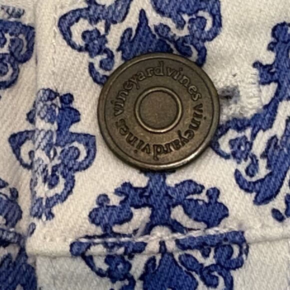 Vineyard Vines Gustavia White Blue Printed Mid Rise Skinny Ankle Jeans Size 4 - Picture 5 of 7